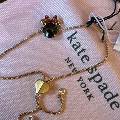 Kate Spade x Disney Minnie Mouse Gold Slider Lariat Bracelet Chain NWT - Image 1 of 4