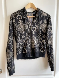 Vintage L.A.M.B. Sudadera con capucha Gwen Stefani 2005 cremallera talla M envejecida negra estampada - Imagen 1 de 7