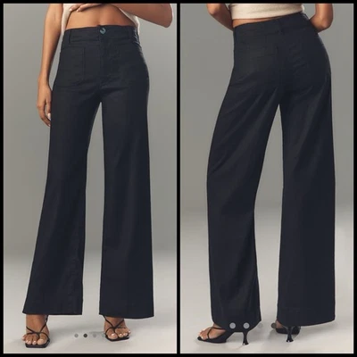 Anthropologie Maeve Colette Linen Full-Length Wide-Leg Pants Sz 28 Petite 6 SM - Image 1 of 4