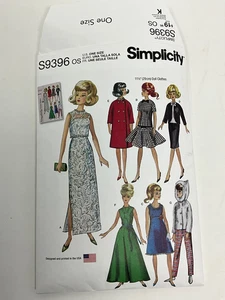 Simplicity 9396 Vintage Style 11 1/2 " Doll Clothes Pattern - Picture 1 of 4