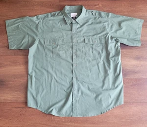Vintage Shirt Mens 2XB Rugged Run Green Button Pockets Short Sleeve 2X Big READ - Picture 1 of 12