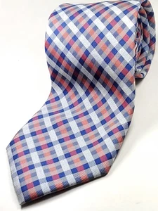 RALPH LAUREN CHAPS Handmade 100% Silk Tie Men's Blue Red Plaid Necktie NEW - Picture 1 of 3