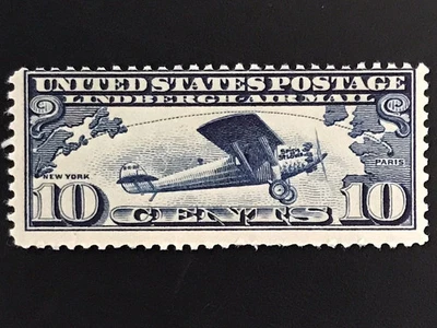 US Stamp, Scott #C7, 10c USA Map w/2 Mail Planes, MNH OG, F-VF - Image 1 of 4