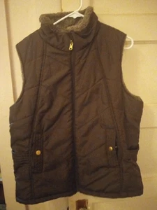 KC Collections Women's Size XL Brown Fuzzy Lined Vest - Picture 1 of 6