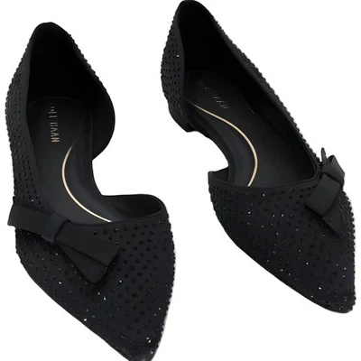 Cole Haan Noella Bow Skimmer Flats Black Crystal Pointed Toe Women US 9.5 EU 40 - Image 1 of 4