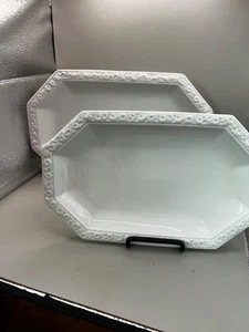 ROSENTHAL MARIA CLASSIC Rose Embossed 12 Sided Lot of 2 Octagon Serving Dishes - Picture 1 of 10