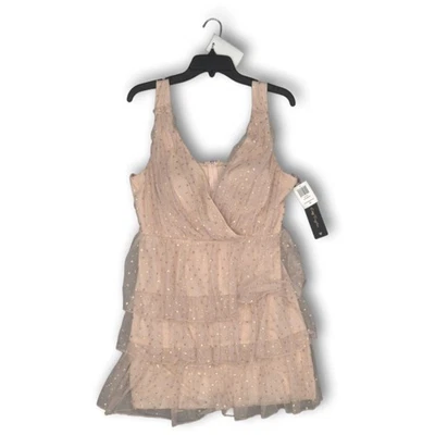 NWT City Triangles Women's Pink Polka Dot Ruffle Sleeveless Mini Dress Size 15 - Image 1 of 4