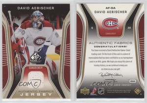 2006-07 SP Game Used Edition Authentic Fabrics Gold Jersey /100 David Aebischer