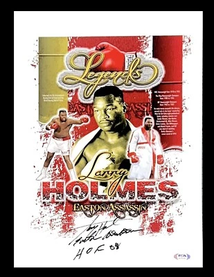 LARRY HOLMES HAND SIGNED AUTOGRAPHED 18X12 BOXING PHOTO WITH PROOF AND PSA COA  - Image 1 of 3