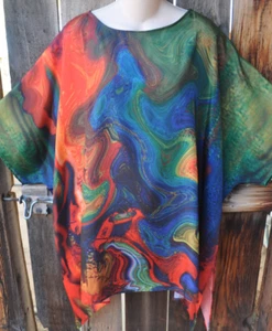 DILEMA PINTADO ELAN VITAL INSPIRADO ARTE SEDA ARTE PARA USAR TÚNICA PONCHO LARGA - Imagen 1 de 4