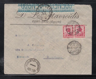 Egypt, 1915 Censored WWI (Round No 10) Cover from Port Said to Denmark Foto 1 de 2