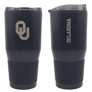 Black Premium Powder Coat Stainless Steel 30oz Travel Tumbler (Oklahoma Sooners) - Picture 1 of 1