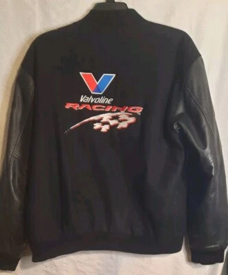 Vtg Jeff Hamilton NASCAR Bomber Jacket Valvoline Mark Martin Racing Sz L  - Image 1 of 4
