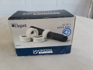 Oneida Küche - 4er Set schlicht elegante Keramik Arielle Serviettenringe, massiv weiß - Bild 1 von 11