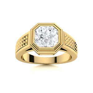 Herrenring 14 K Gelbgold Diamant Band 1,50 ct IGI Lab gezüchtet Achteckschliff 9 10 11 - Bild 1 von 10
