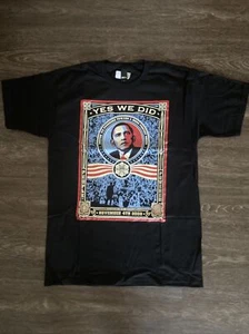 OBEY Barack Obama T shirt “Yes We Did” Shepard Fairey Print Size L Large Black - Picture 1 of 6