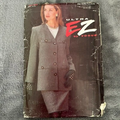 Vogue 8805 Ultra EZ Sewing Pattern 18-22 Boxy Jacket Slim Skirt Suit Set OOP 90s - Image 1 of 4