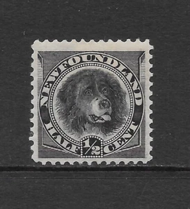 NEWFOUNDLAND SCOTT 58 MH F/VF - 1894 1/2c BLACK - NEWFOUNDLAND DOG ISSUE - Picture 1 of 2