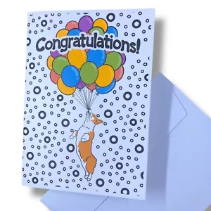 Red Welsh Corgi Dog Congratulations Blank Greeting Card Handmade Gift 5x7" - Picture 1 of 6