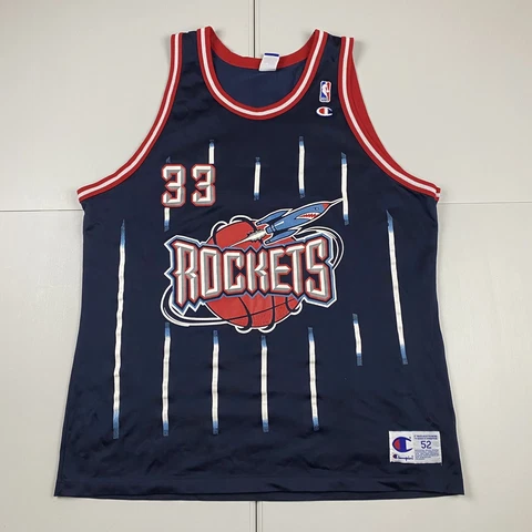 Vintage 90s Scottie Pippen Houston Rockets Pinstripe Champion Jersey Blue XXL 52 Cover