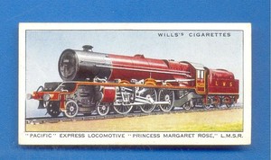 RAILWAY ENGINES.No.2.PRINCESS MARGARET ROSE.WILLS CIGARETTE CARD 1936