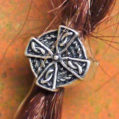 Kelten Kreuz Haarperle Bartperle Bartschmuck Metall  LOCH 4,6mm + Bartgummi - Bild 1 von 3