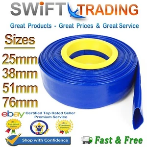 BLUE PVC LAYFLAT HOSE-WATER PUMP IRRIGATION LAY FLAT PIPE (25mm, 38mm & 76mm) - Picture 1 of 13