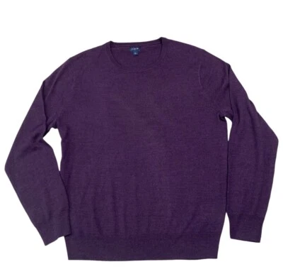 Nuevo J. Suéter Crew Factory Para Hombres Berenjena Mezcla Lana Merino Cuello Redondo Talla L Foto 1 de 4