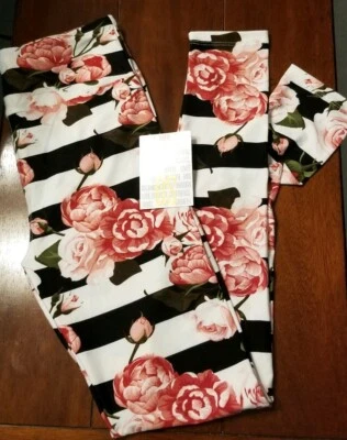Nuevo Lularoe 🌹Fotos reales🌹 OS Leggings a rayas rosas negras blancas Foto 1 de 4