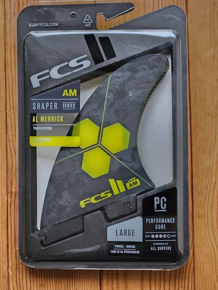 FCS II Al Merrick Trawfin Yellow L Tri Fin Surfboard Fins - Shipping Included - Image 1 of 1