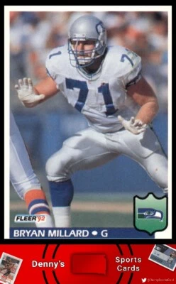 1992 Fleer #395 Bryan Millard Seattle Seahawks Football Card - Image 1 of 2