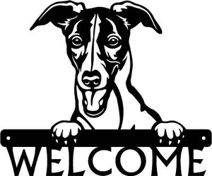 Whippet Detailed Dog Face Welcome Sign or Custom Name - Made in the USA - Picture 1 of 13