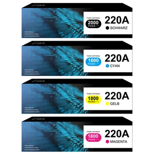 4x Toner für HP 220A für HP 220X Color LaserJet Pro 4202 4302 4302 4303 mit chip - Bild 1 von 8