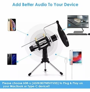 Microphone Condenser w/ Tripod Stand For Game Chat Audio Recording Computer - Picture 1 of 7