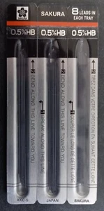 6 TRAYS Sakura 0.5mm HB Pencil Lead inserts- each tray has 3x8 leads - Picture 1 of 2