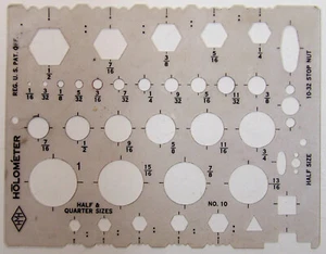 ✅ SALE!  POST HOLOMETER NUT & BOLT TEMPLATE ~ 1958~ Aircraft Design ~ Excellent - Picture 1 of 4