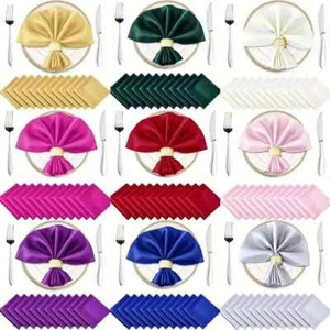 Satin Napkins 12x12 Inch Square Shiny Silky Sateen Cloth Dinner Table Napkin NEW - Picture 1 of 44
