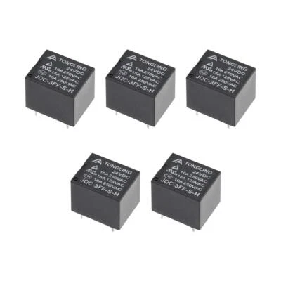 5Stk. JQC-3FF-S-H DC 24V Spule SPST 4P PCB Elektromagnetisch Leistungsrelais ... - Image 1 of 3