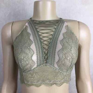 Medium Victoria’s Secret Very Sexy Stretch Lace Strappy Green Bralette - Picture 1 of 4