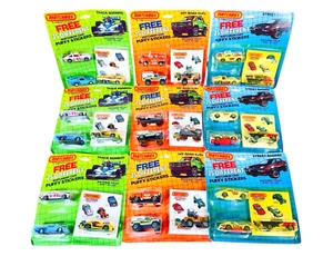 Qty 9 Vintage Matchbox Cars and Puffy Stickers - 1984 Die Cast - Picture 1 of 9