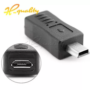 5/10PCS Micro USB Female to Mini USB Male 5P Charger Converter Adapter Black - Picture 1 of 9
