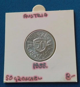 Austria coin, 50 Groschen 1955, Aluminium-magnesium, Austria coat of arms ! - Picture 1 of 2