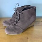Dr. Scholl's Dakota Wedge Ankle Boot Dark Brown Faux Suede Size 7