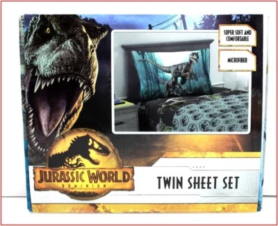 Jurassic World Dominion DINOSAUR Sheet Set - Raptors -  3 Pieces - TWIN 🌟NEW🌟 - Image 1 of 4