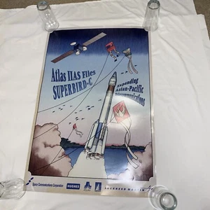 Vintage NASA Lockheed Martin Atlas Superbird-C Space Rocket Launch Large Poster - Picture 1 of 11