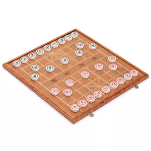 Chinese Chess (Xiangqi) Set with Folding Rosewood Veneer Board (16.3") - Picture 1 of 7