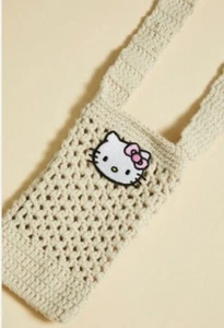 Hello Kitty Beige Crochet Crossbody Bag With Long Strap - Picture 1 of 8