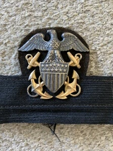 Vintage USN Navy Hat Cap Badge Military Eagle Shield Anchors Insignia 50s/60s - Picture 1 of 7