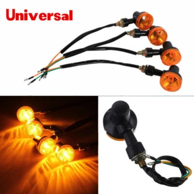 4Pcs Amber Round Motorcycle Bike Turn Signal Direction Indicator Light Lamp 12V - Image 1 of 4