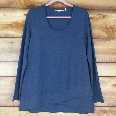 Suéter túnica Top Soft Surroundings para mujer pequeño manga larga elástico azul 2AM36 Foto 1 de 4